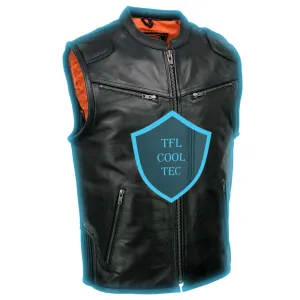 Milwaukee Leather MLM3502 Men's Black Cool-Tec Leather Vest Front