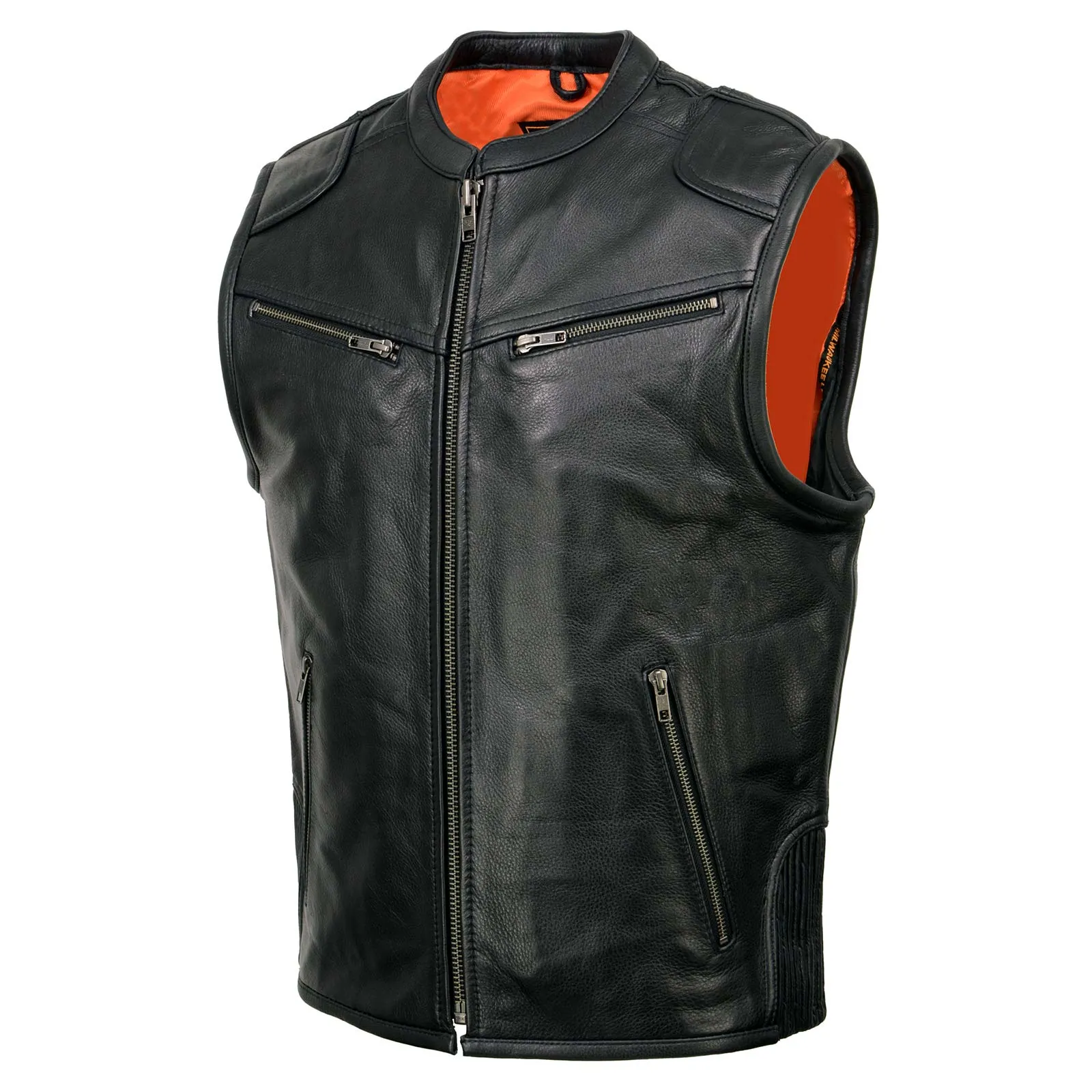 Milwaukee Leather MLM3502 Men's Black Cool-Tec Leather Vest Front