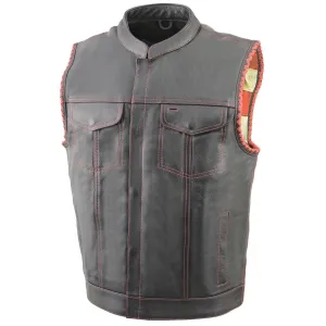 Milwaukee Leather MLM3506 Men's Black Premium Leather Vest - Old Glory