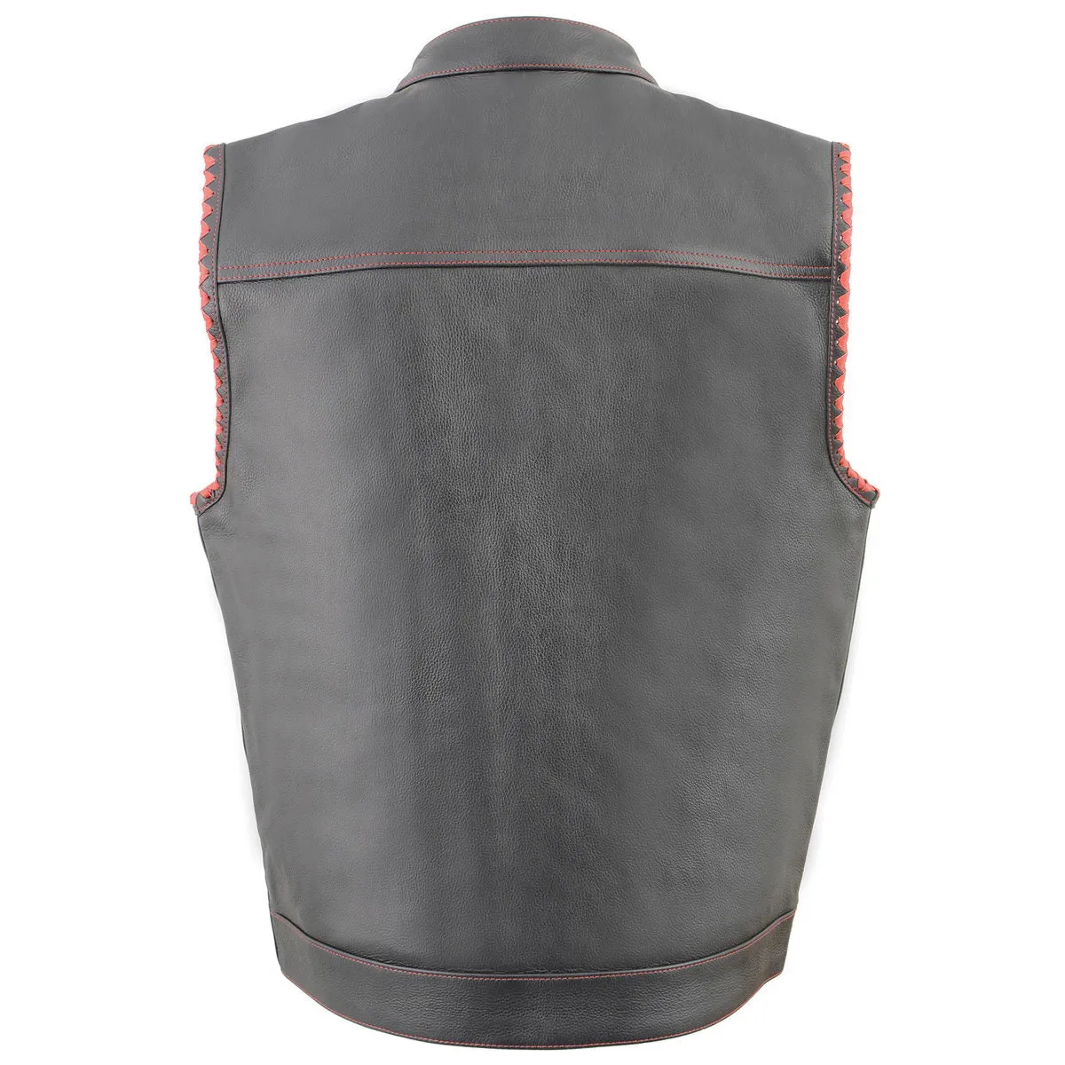 Milwaukee Leather MLM3506 Men's Black Premium Leather Vest - Old Glory