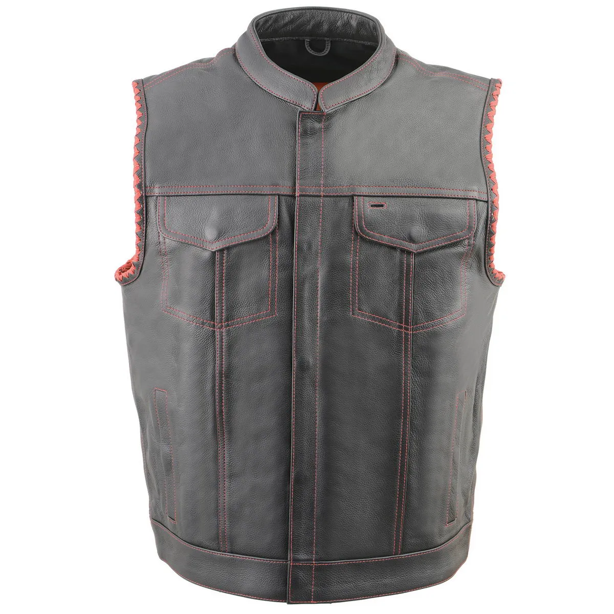 Milwaukee Leather MLM3506 Men's Black Premium Leather Vest - Old Glory