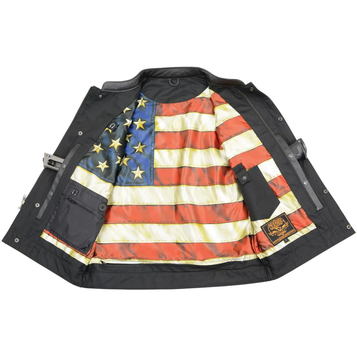 Milwaukee Leather MLM3506 Men's Black Premium Leather Vest - Old Glory