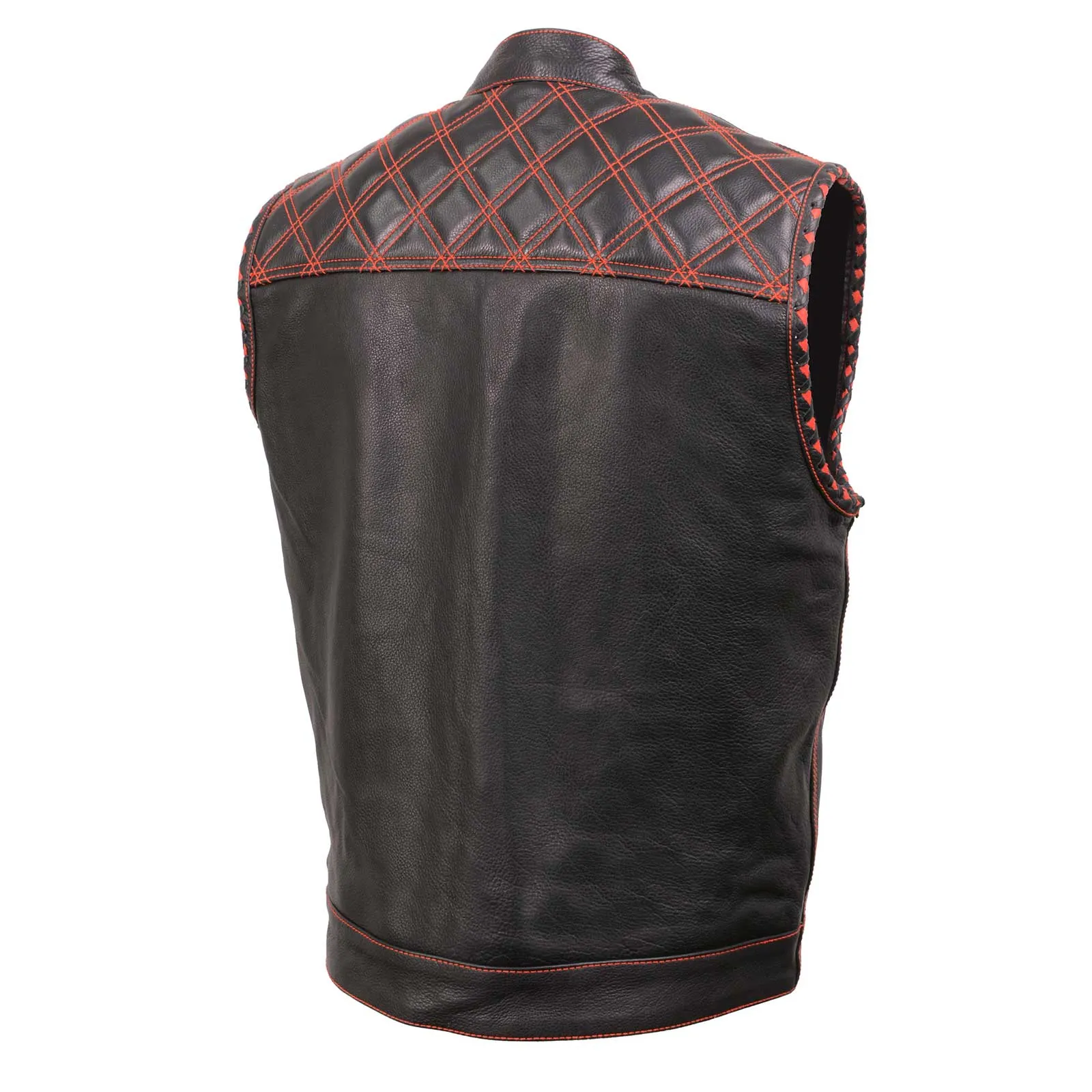 Milwaukee Leather MLM3526 Men's Black 'Paisley' Accented Red Stitching