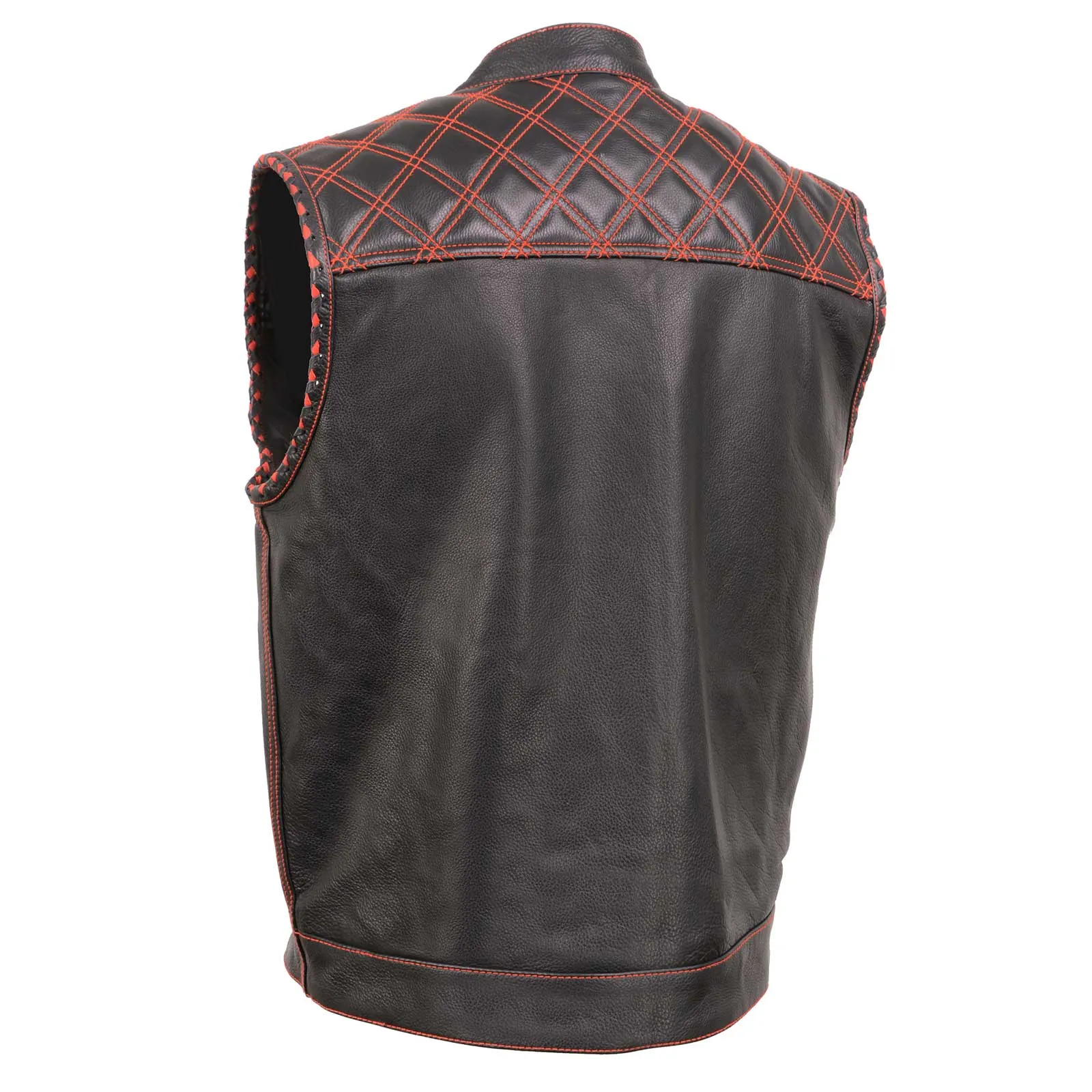 Milwaukee Leather MLM3526 Men's Black 'Paisley' Accented Red Stitching