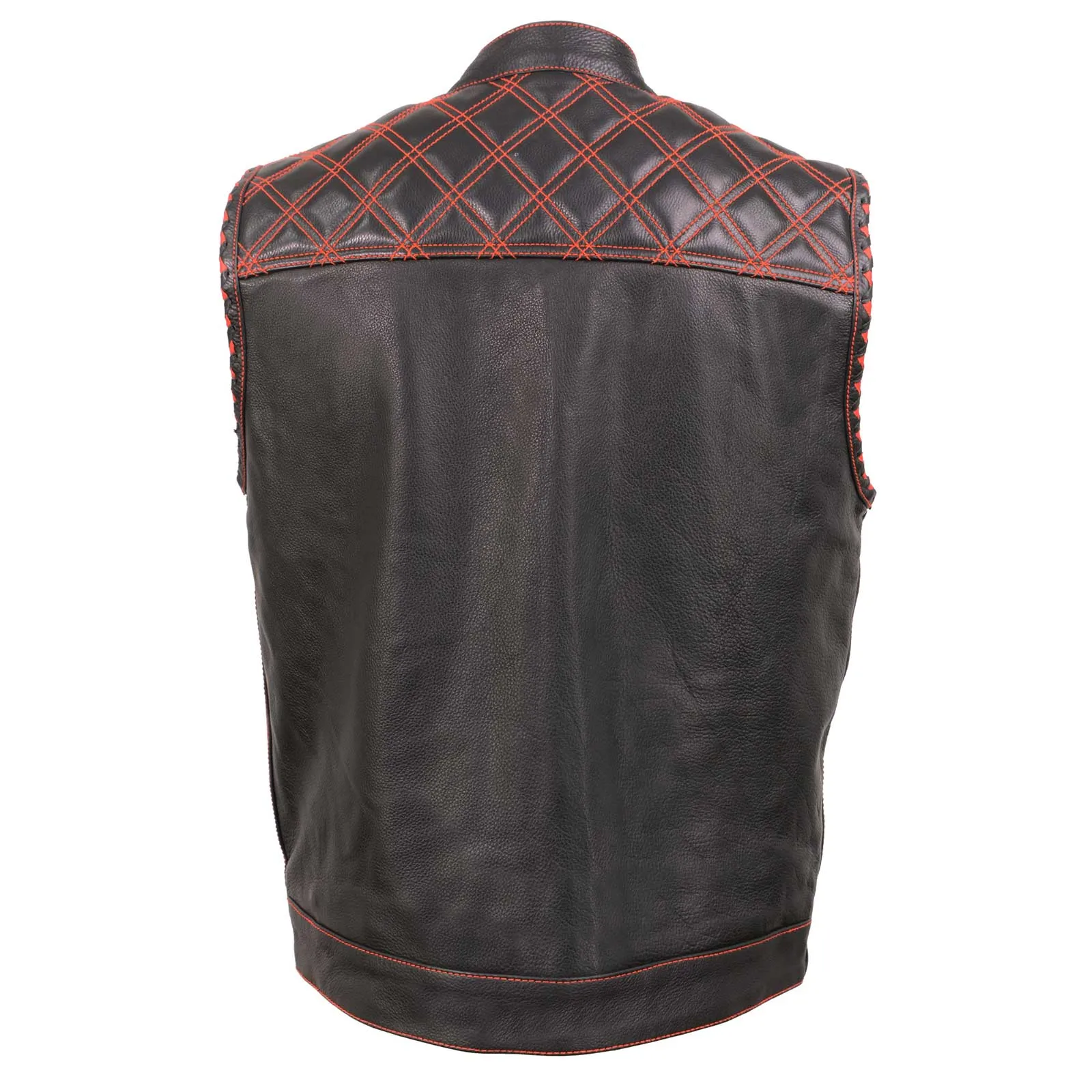 Milwaukee Leather MLM3526 Men's Black 'Paisley' Accented Red Stitching