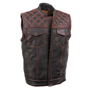 Milwaukee Leather MLM3526 Men's Black 'Paisley' Accented Red Stitching