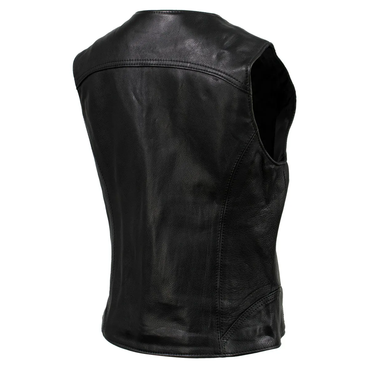 Milwaukee Leather USA MADE MLVSL5003 Women's Black 'Speed Queen' Motorcycle Leather Vest with Front Zipper