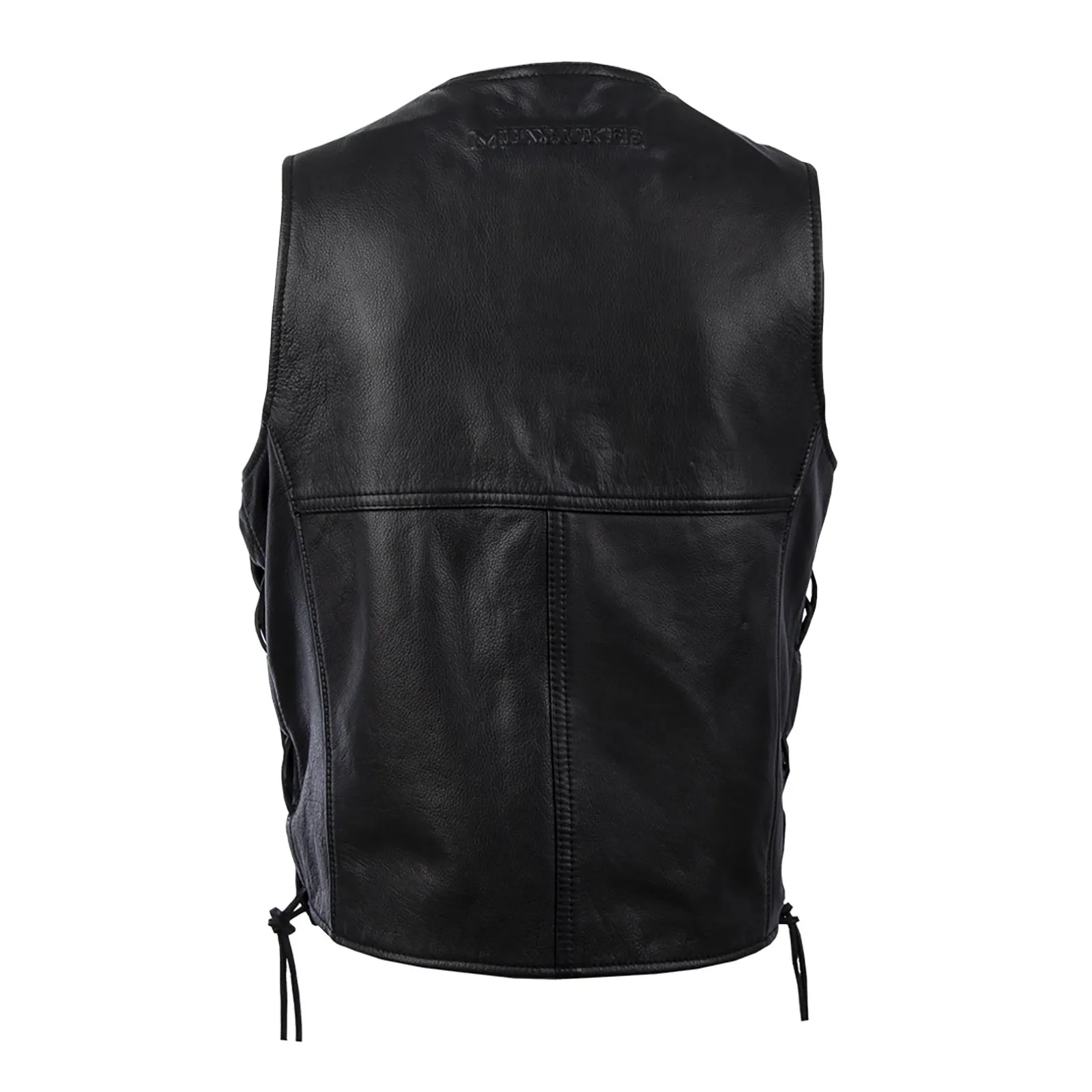 Milwaukee Motorcycle Clothing Company MV3020 Men's Black Leather Side Laced Motorcycle Vest