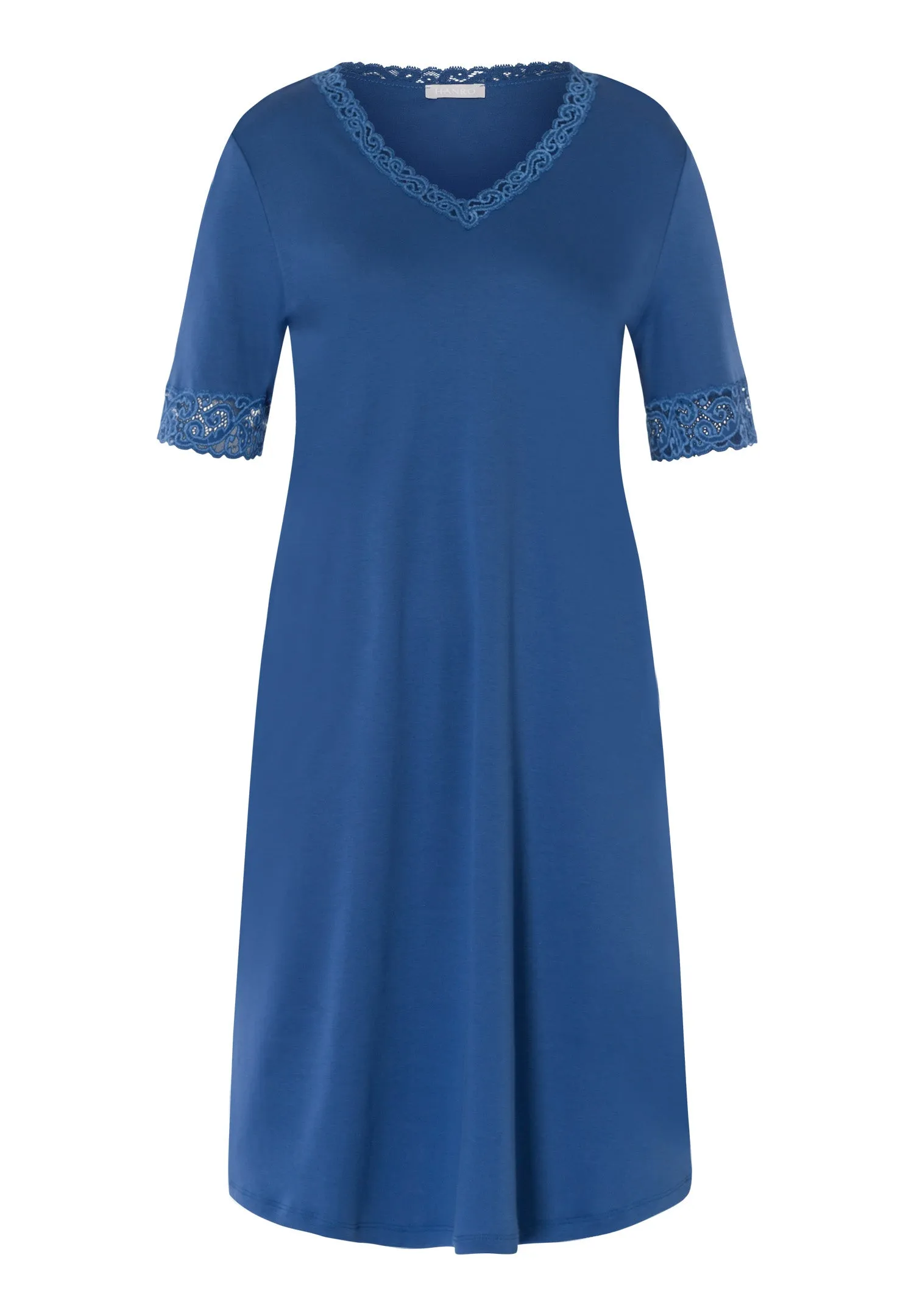 Moments Lace Trim Cotton Nightgown | True Navy 77040-2604