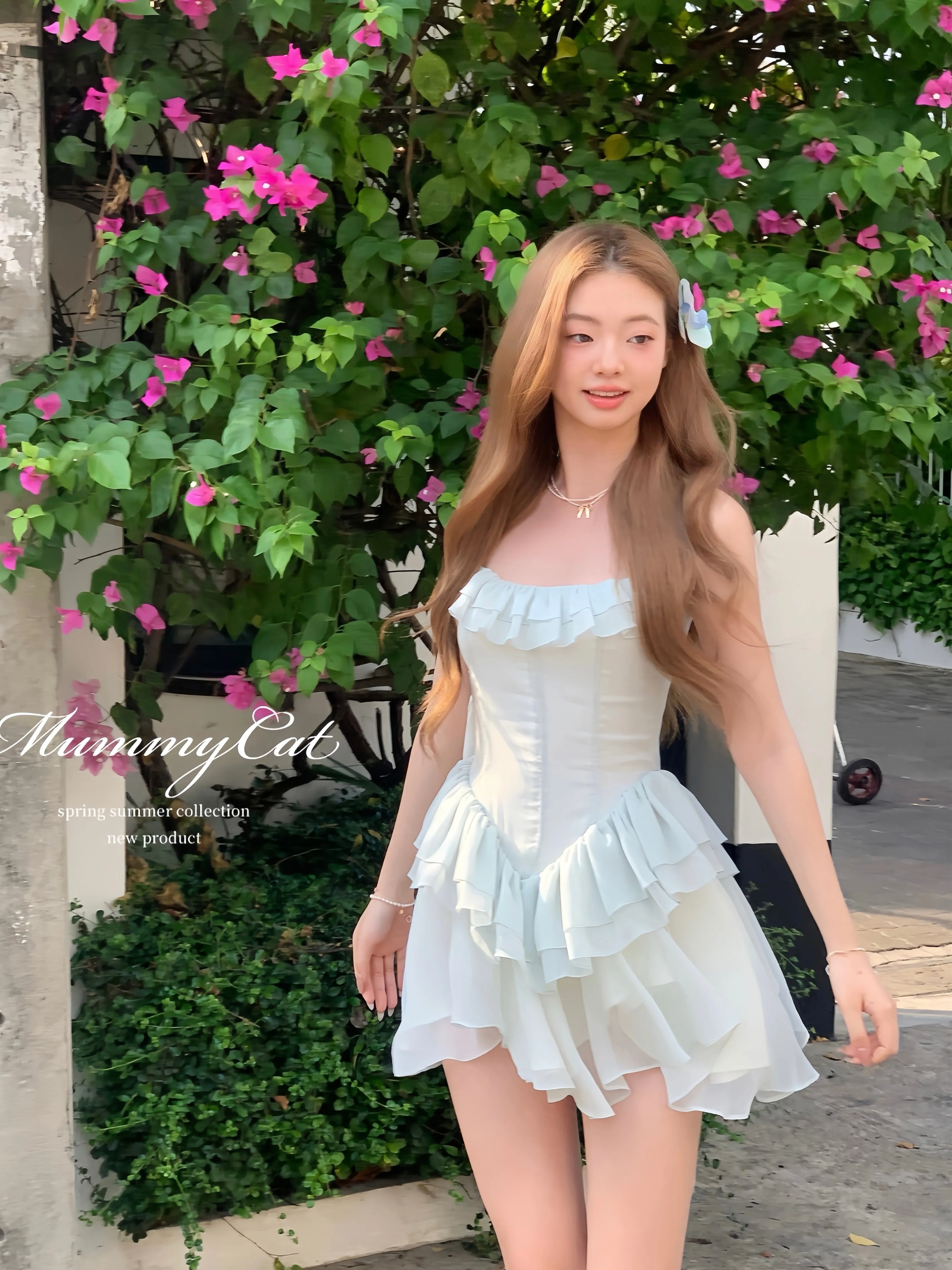 [Mummy Cat] Mint Petals Corset Mini Dress