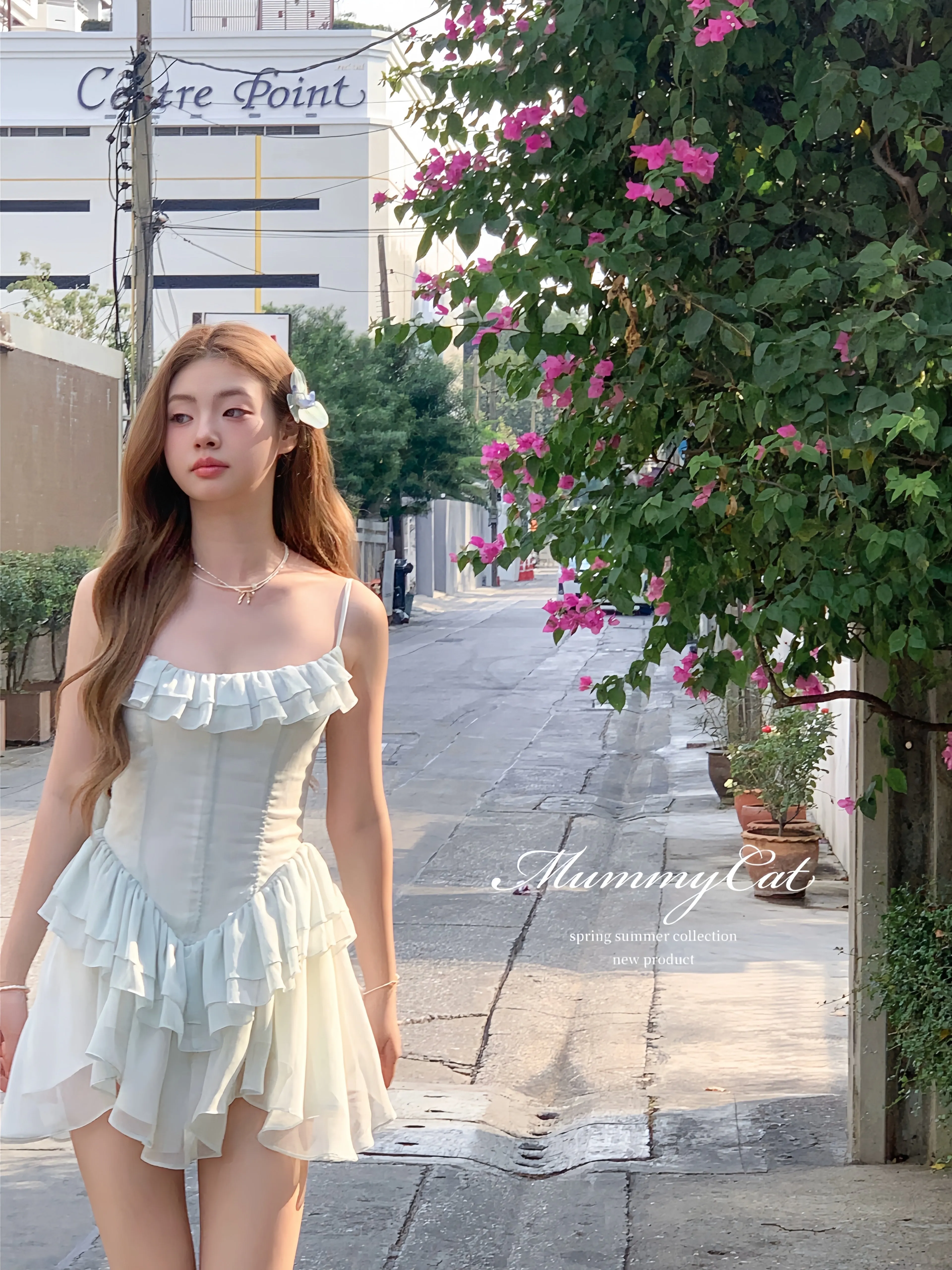 [Mummy Cat] Mint Petals Corset Mini Dress