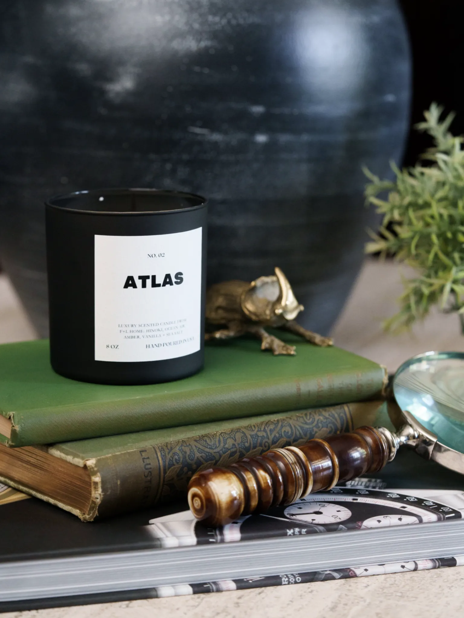 No. 02 Atlas 8oz Soy Luxury Candle from F L Home