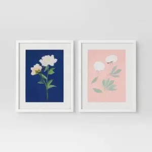 Open Box - (Set of 2) 16" x 20" 'Pink and Blue' Floral Framed Posters - Threshold