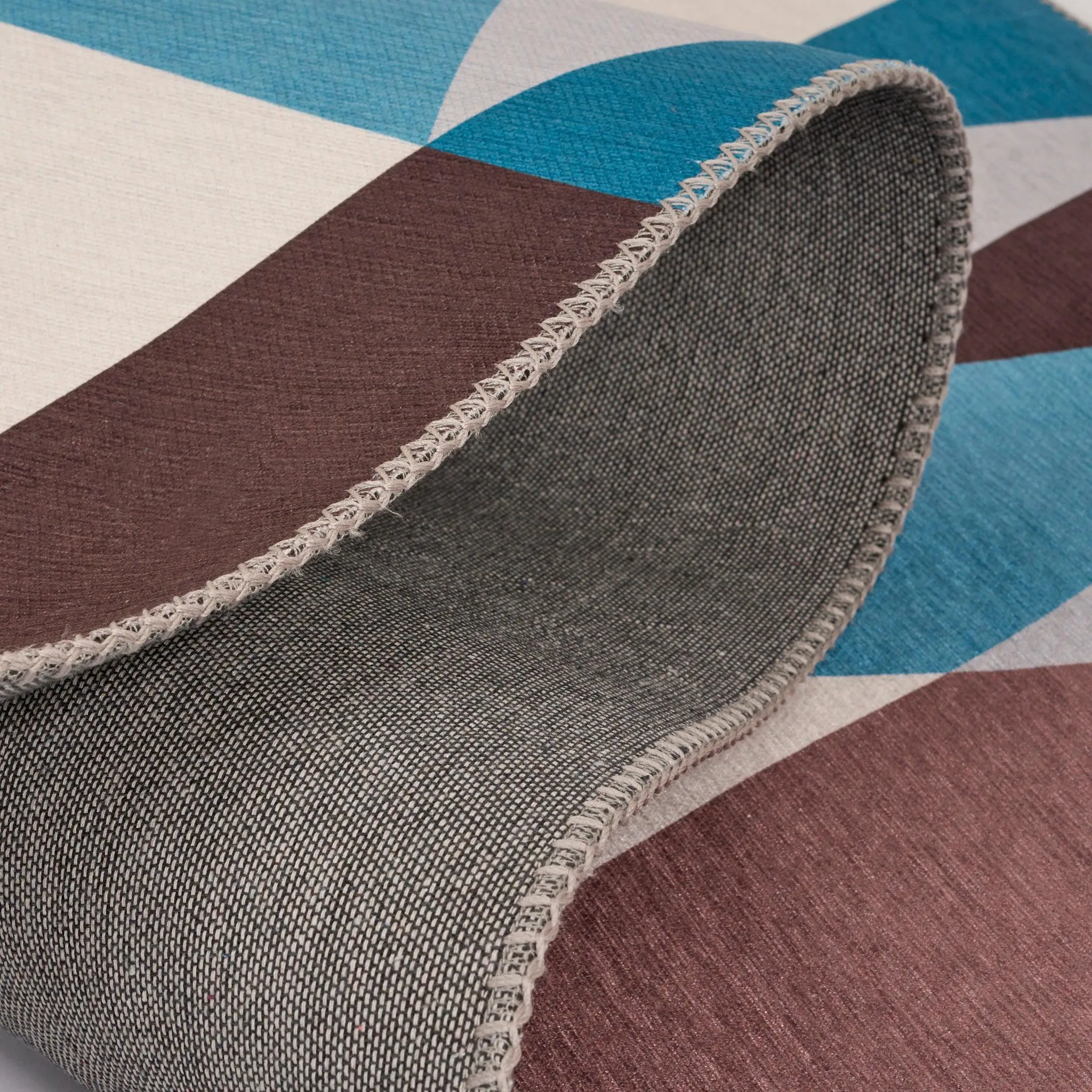 Oslo Geometric Blue, Brown & Cream Rug