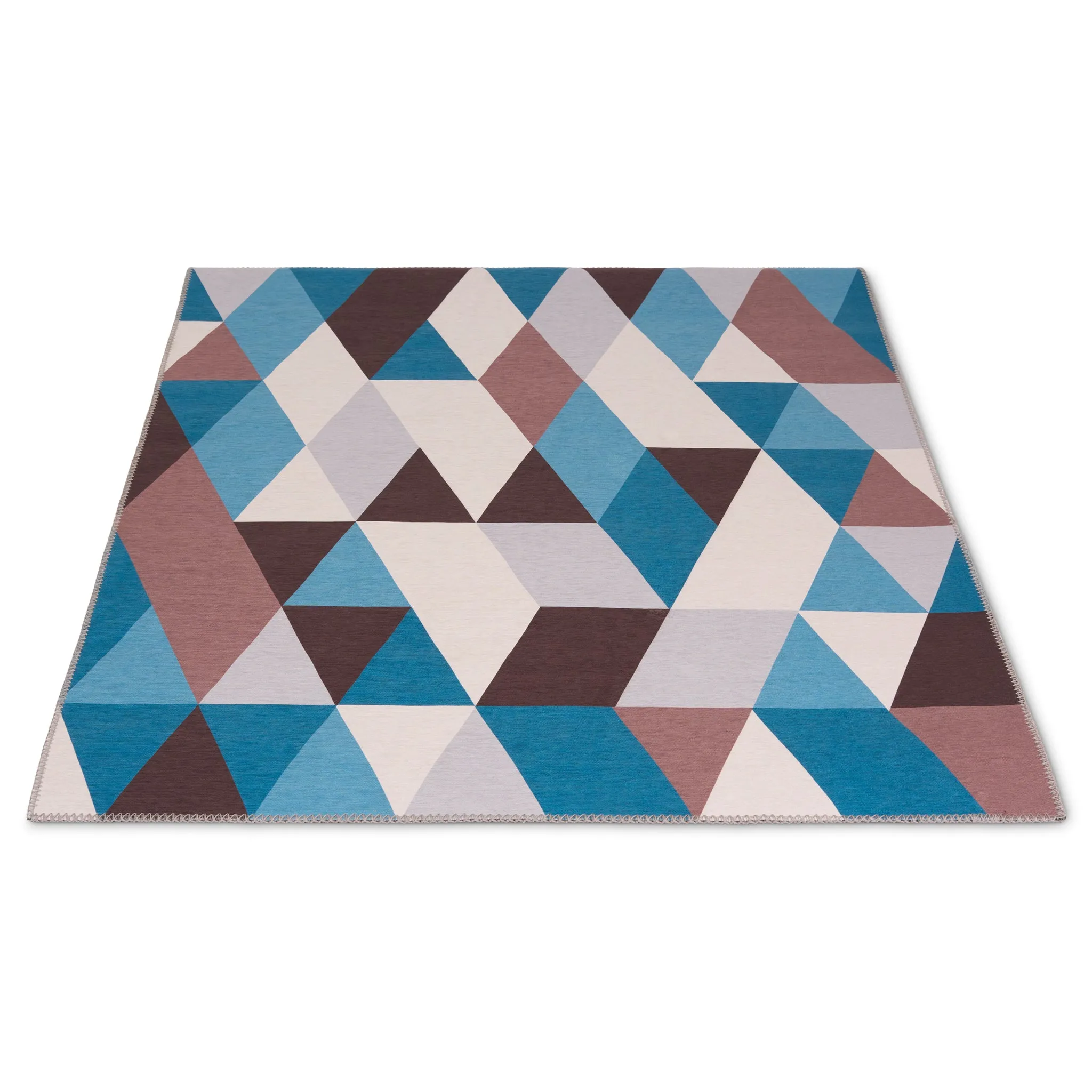 Oslo Geometric Blue, Brown & Cream Rug