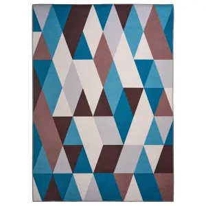 Oslo Geometric Blue, Brown & Cream Rug