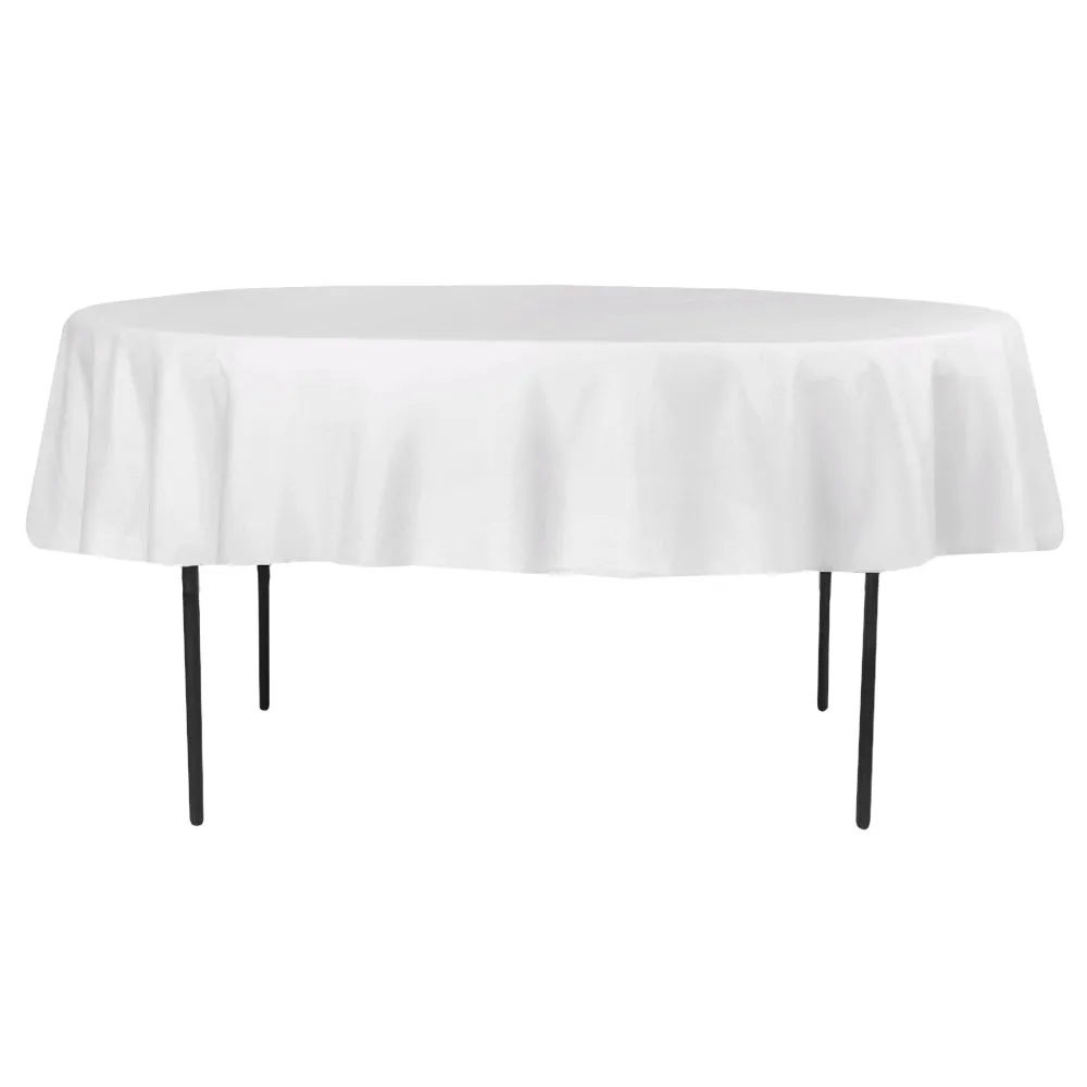 Polyester 90" Round Tablecloth - White