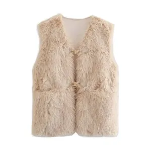 Pre Order:  Toggle Clasps Faux Fur Vest