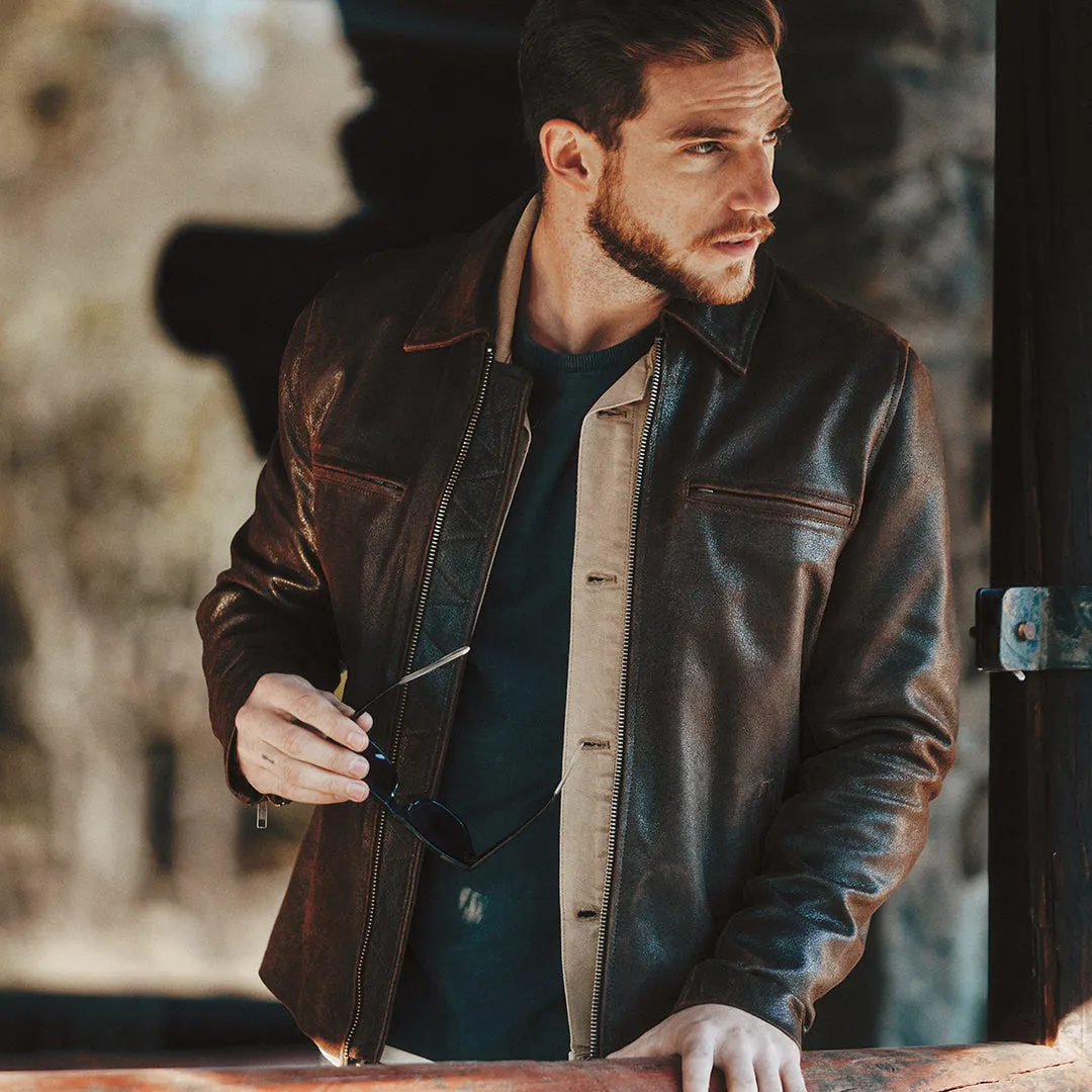 RAINIER MOTO LEATHER JACKET - CRACKED BROWN