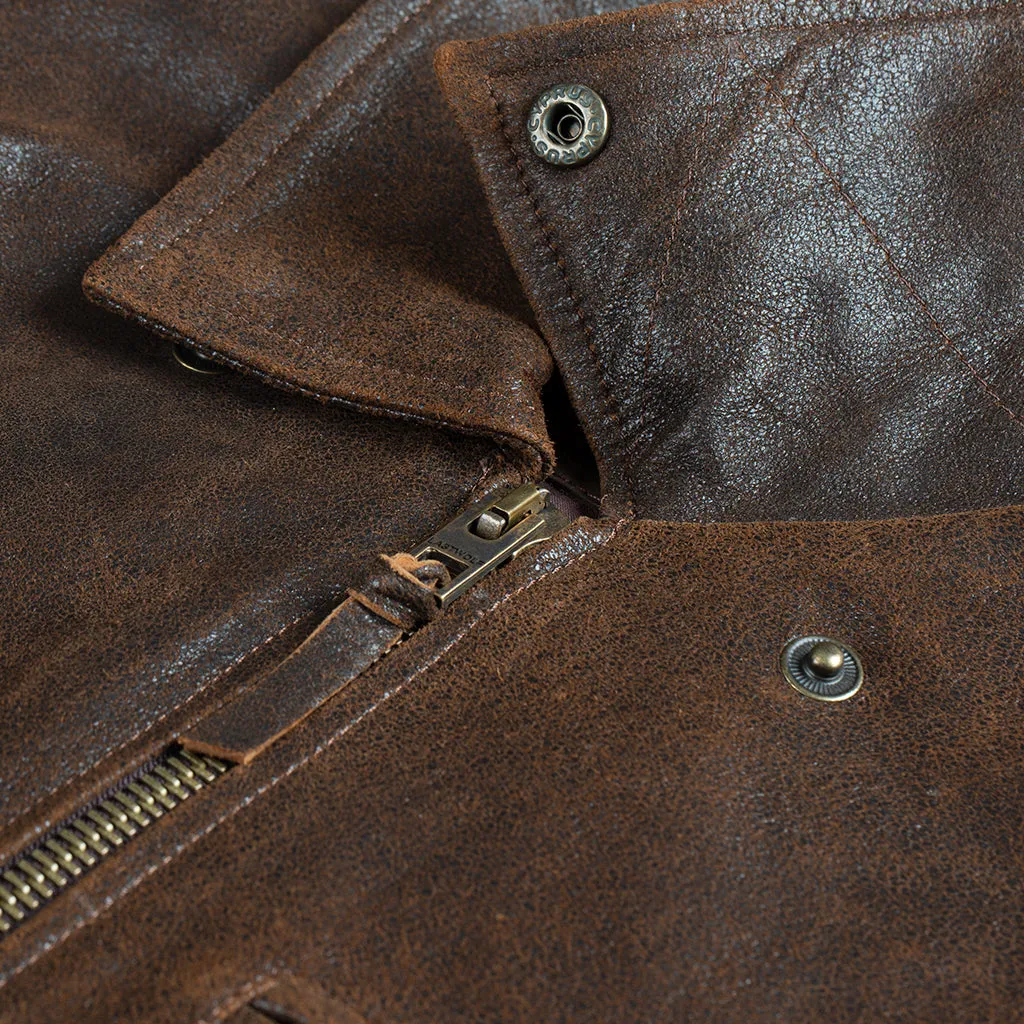 RAINIER MOTO LEATHER JACKET - CRACKED BROWN