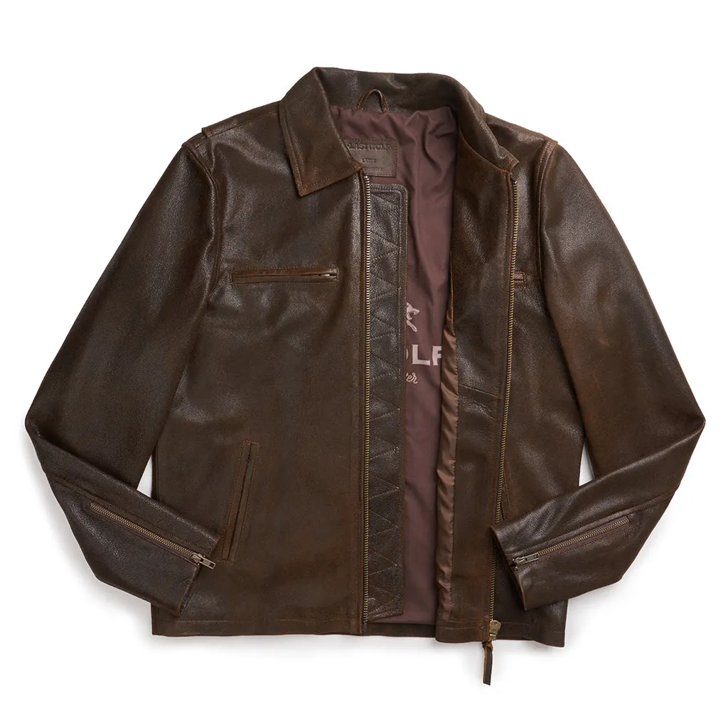 RAINIER MOTO LEATHER JACKET - CRACKED BROWN