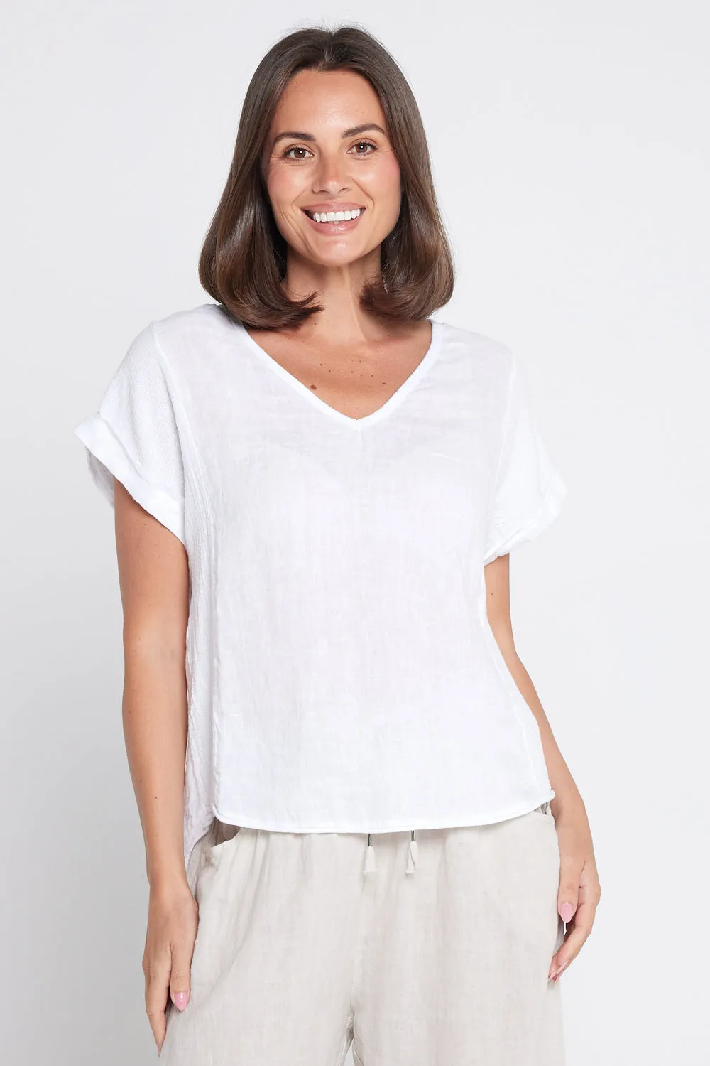 Raquel Linen Top - White