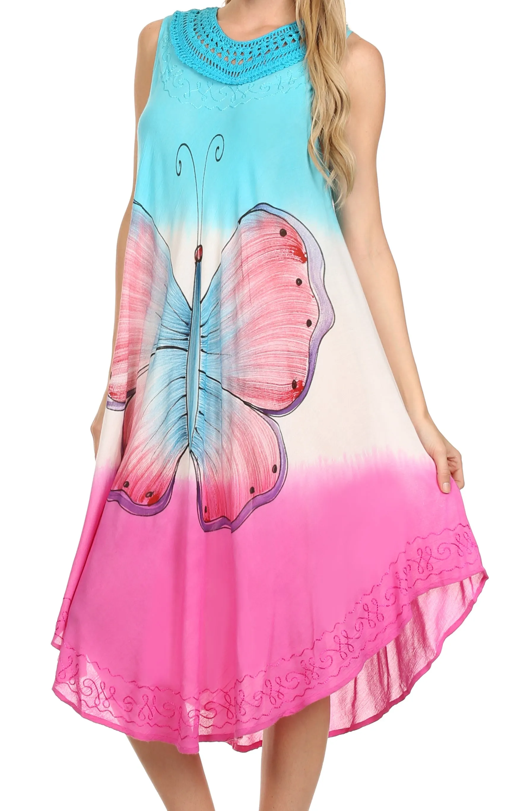 Sakkas Mia Butterfly Color Block Caftan Dress