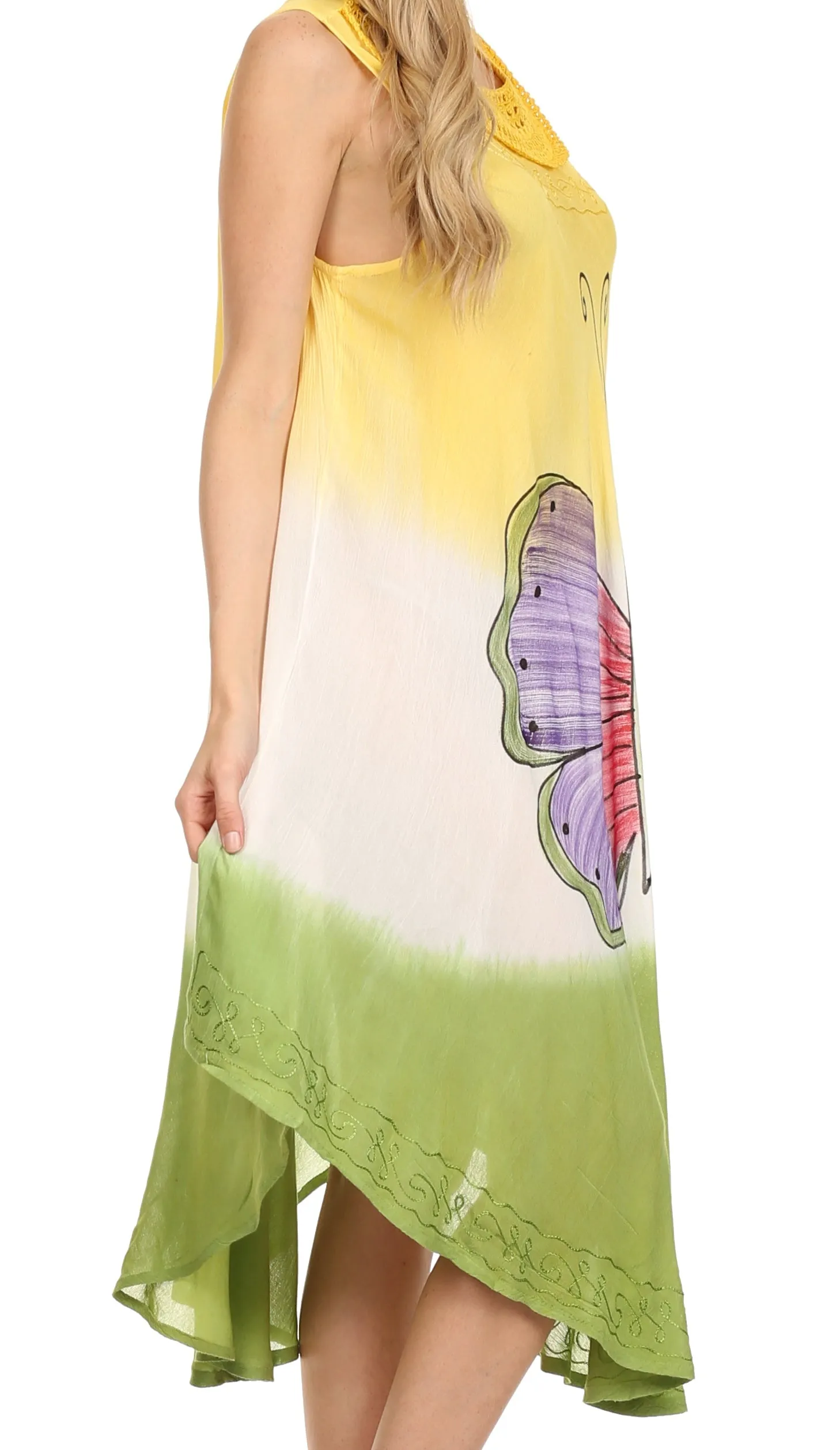 Sakkas Mia Butterfly Color Block Caftan Dress