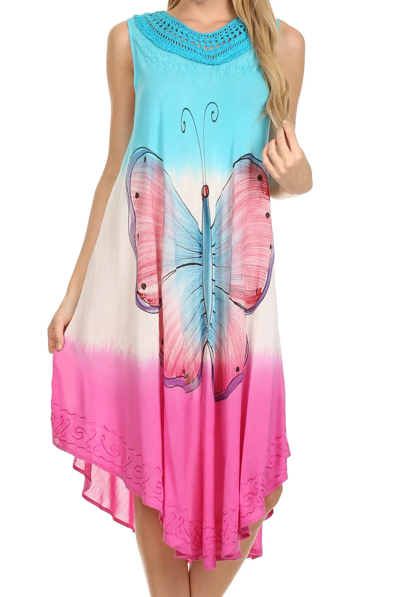 Sakkas Mia Butterfly Color Block Caftan Dress