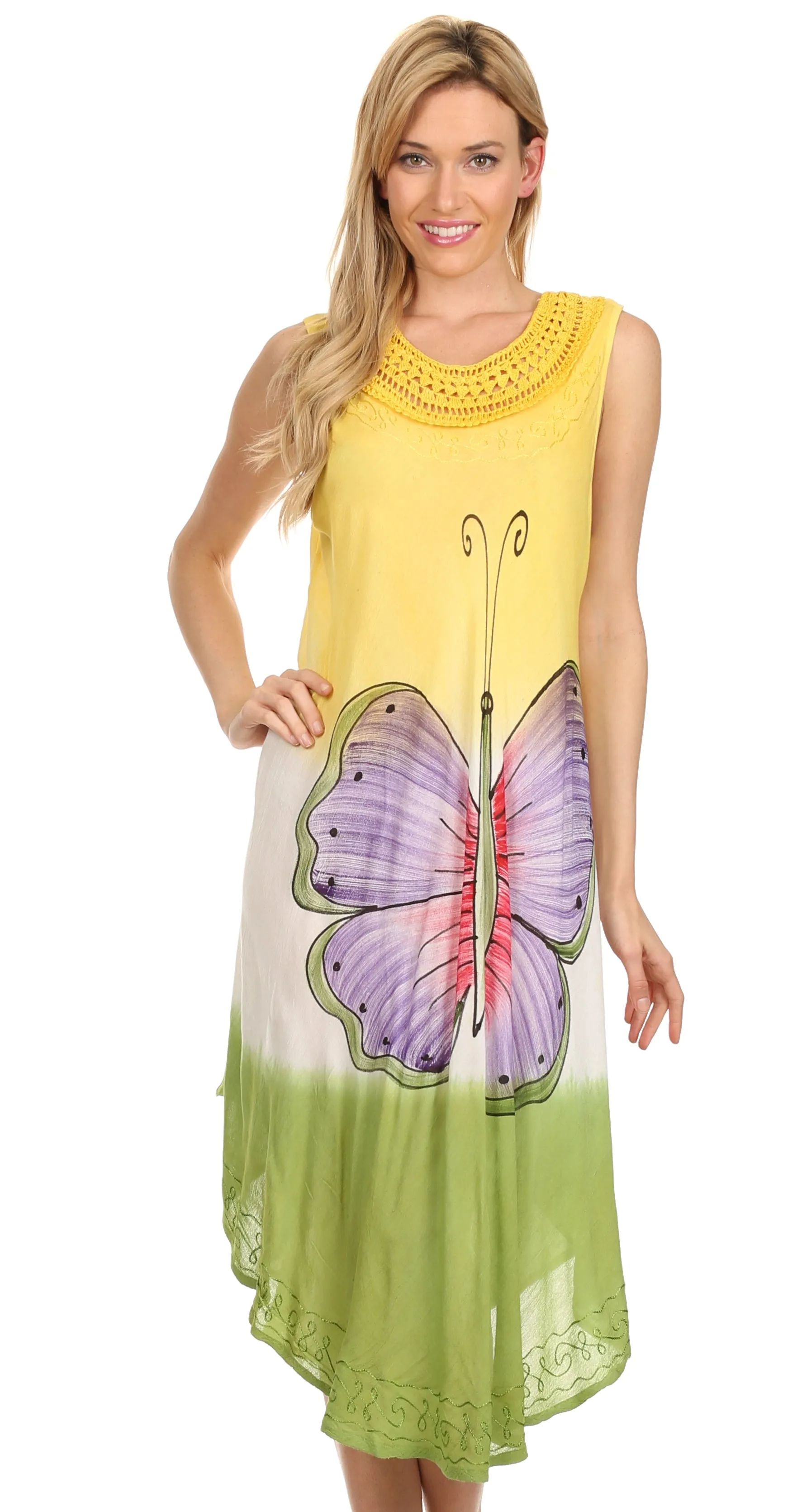 Sakkas Mia Butterfly Color Block Caftan Dress