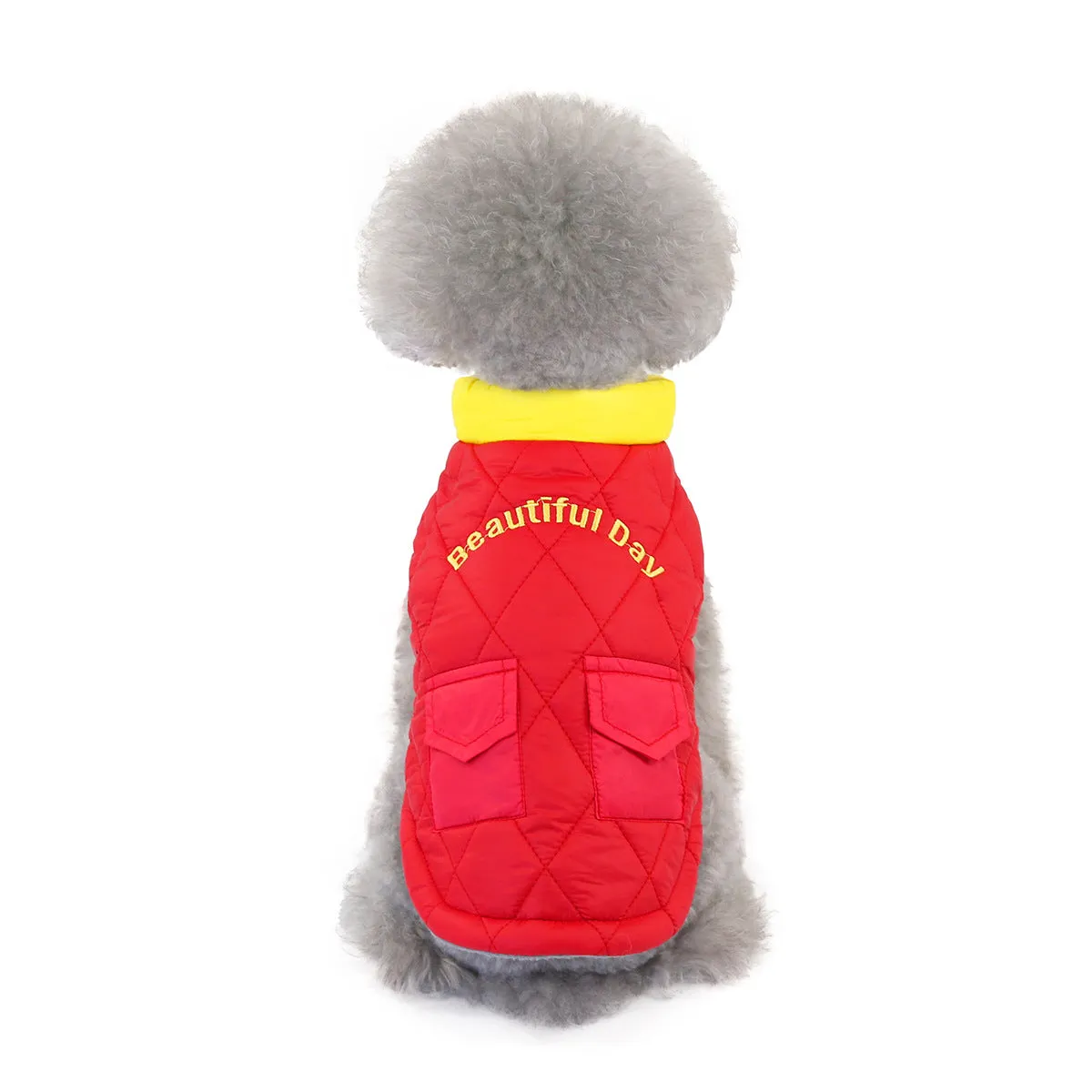 Small dog cotton coat with pocket pet clothing