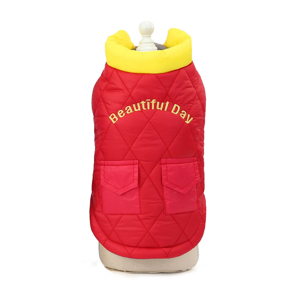 Small dog cotton coat with pocket pet clothing