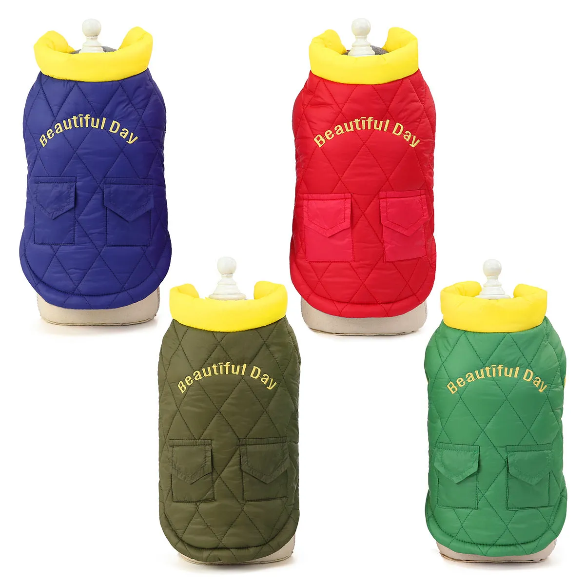 Small dog cotton coat with pocket pet clothing