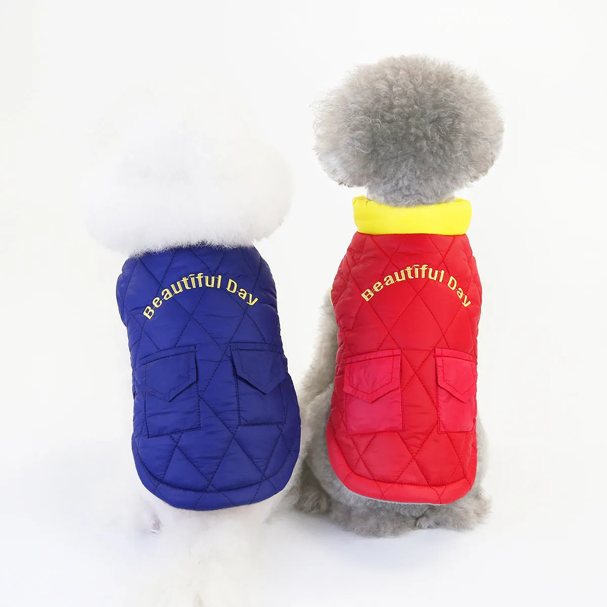 Small dog cotton coat with pocket pet clothing