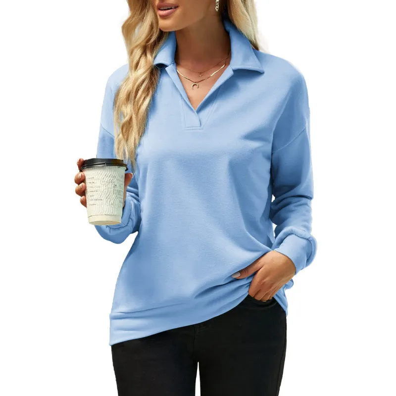 Solid Colour Long Sleeve Loose T-shirt