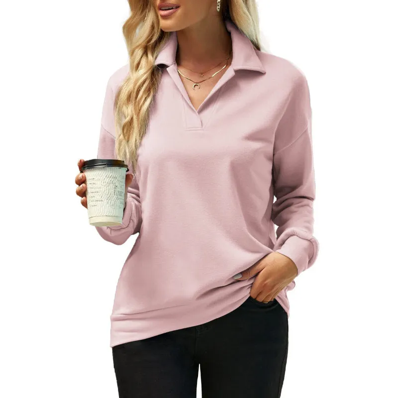 Solid Colour Long Sleeve Loose T-shirt