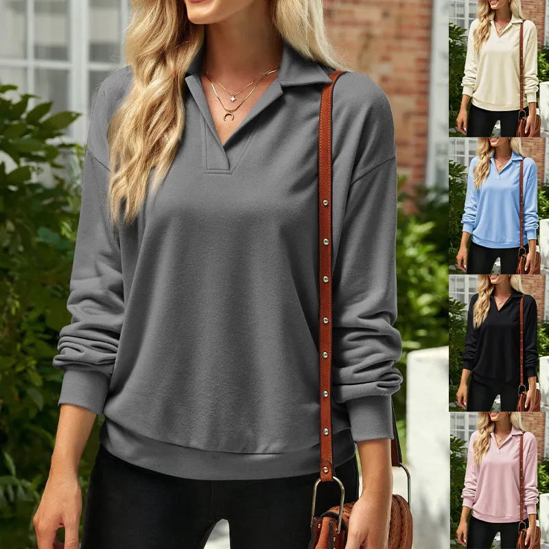 Solid Colour Long Sleeve Loose T-shirt