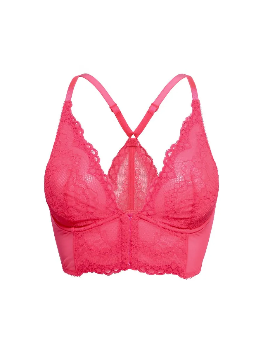 Superboost Lace Deep V Bralette - Diva Pink