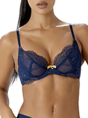 Superboost Lace Plunge Bra - Midnight Blue/Gold