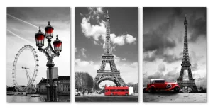 Tempered Glass Art - 3PC Black & White Paris Wall Art Decor