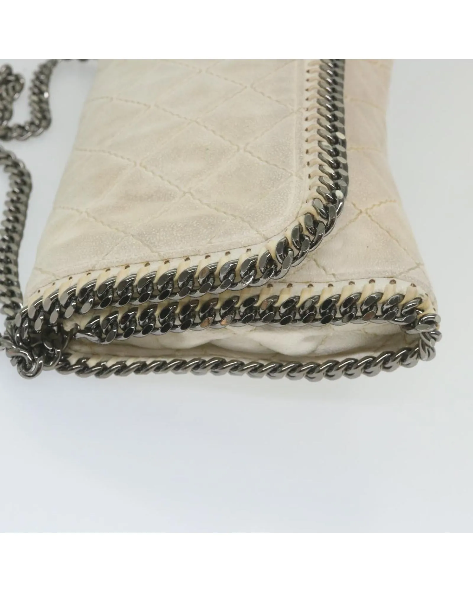 White Polyester Chain Shoulder Bag