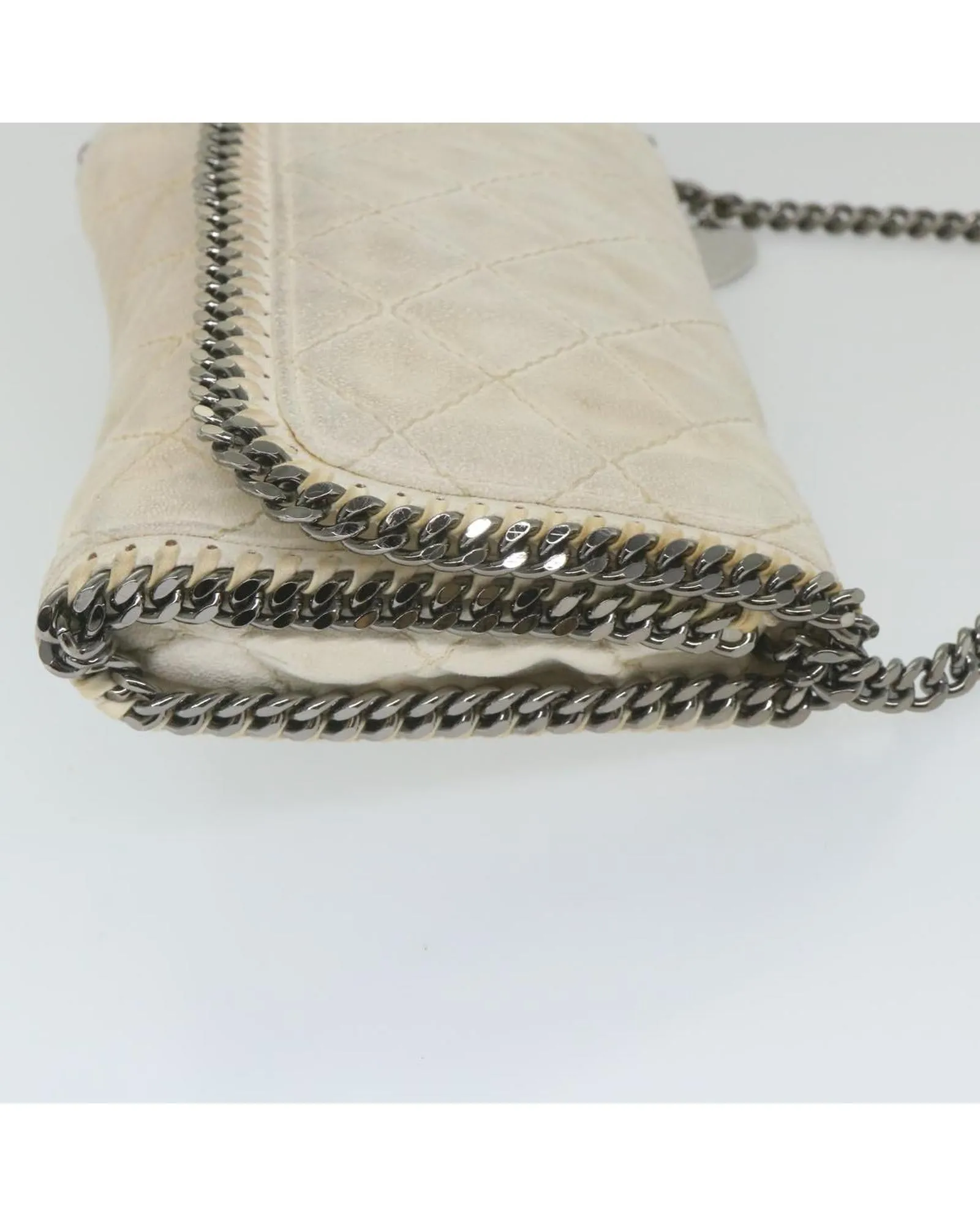 White Polyester Chain Shoulder Bag