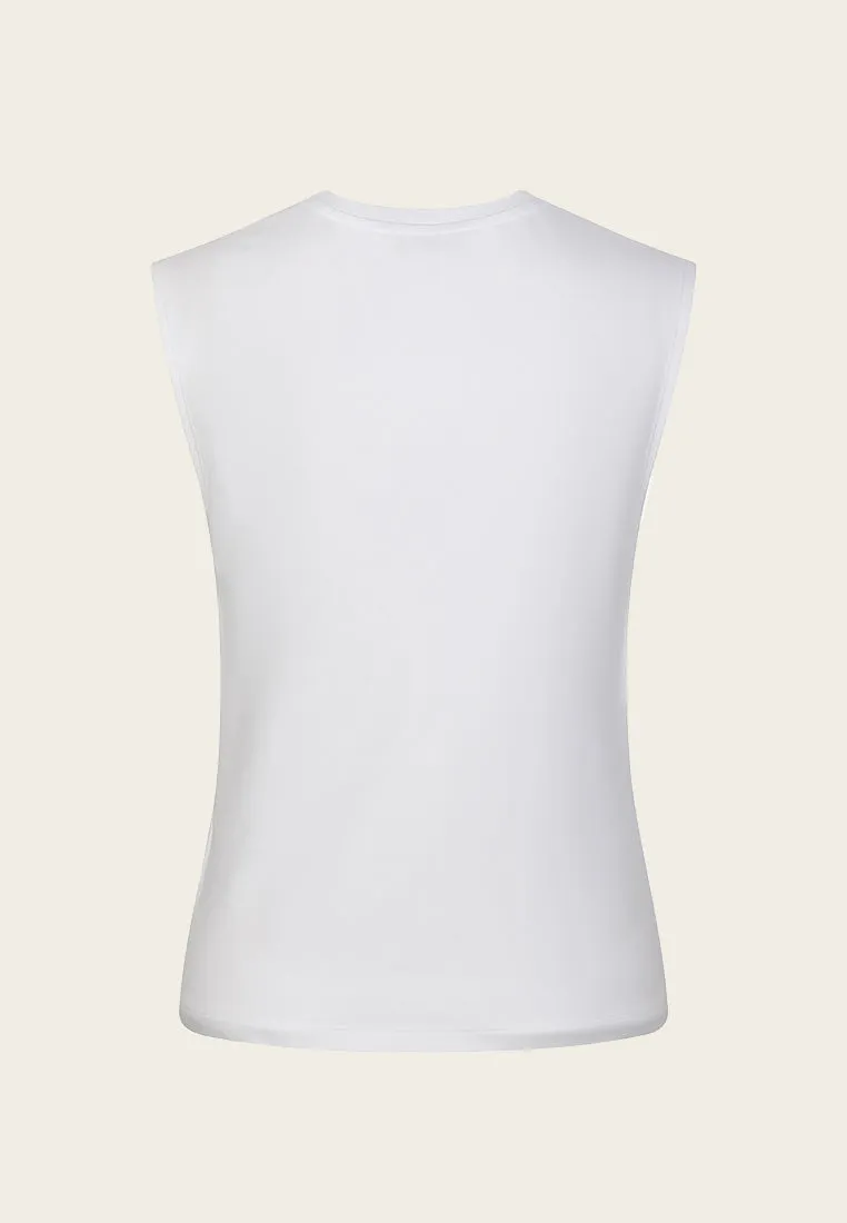 White Twist Bottom Sleeveless Top