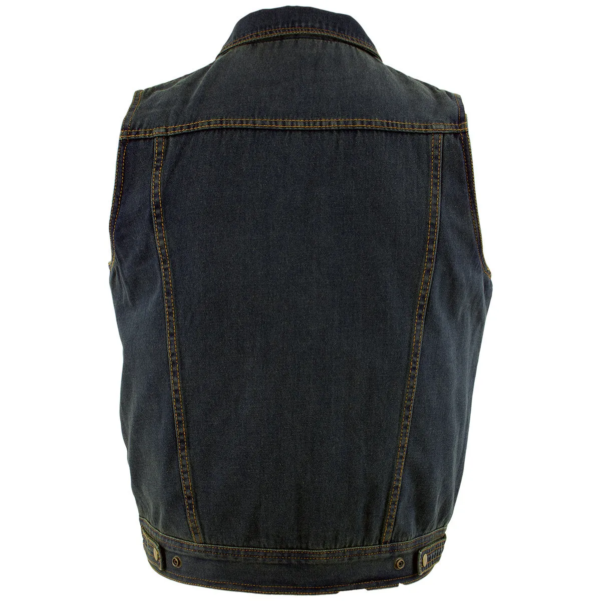 Xelement B284 'Dirty' Men's Dirty Blue Denim Motorcycle Vest