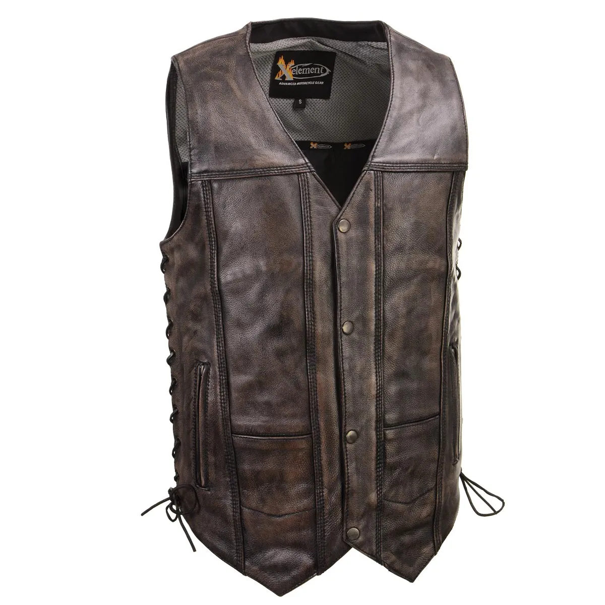 Xelement XS3540 Men's 'Wreck' Distressed Brown Multi-Pocket Motorcycle